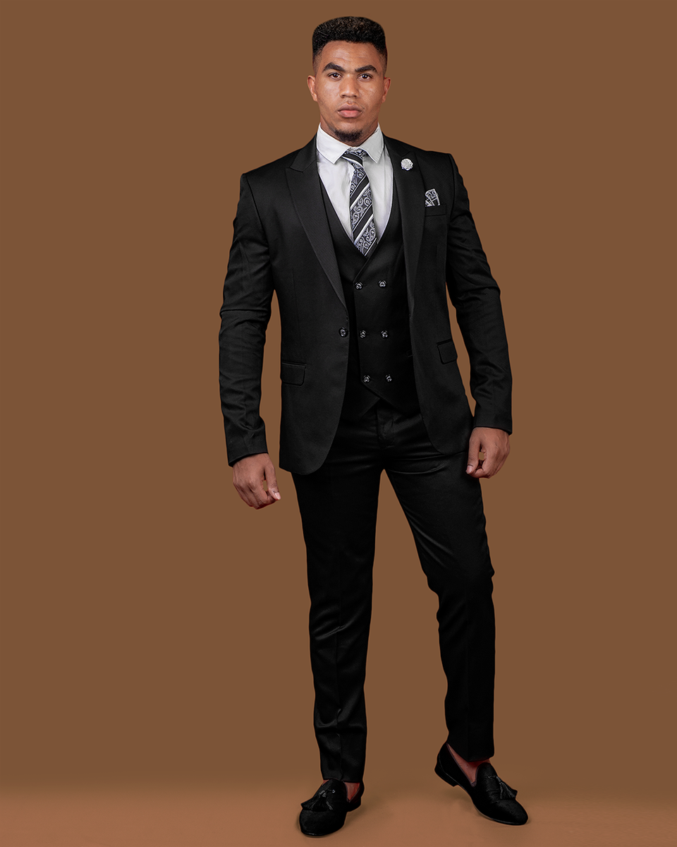 Royal Navy & Black Slim Fit Tuxedo Pants