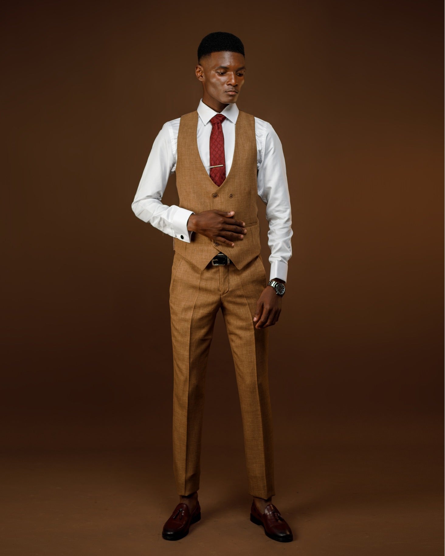 3-Piece New Brown Slim Fit Suit