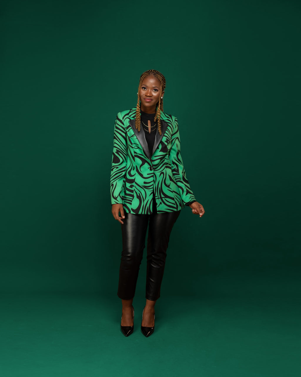 Ladies - 3 Piece Green Pattern Suit