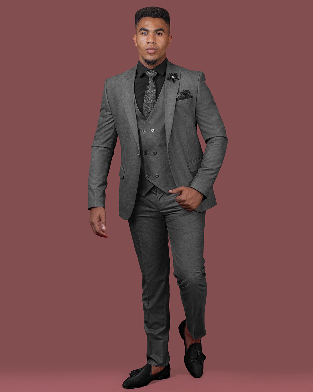 Grey 3-Piece Slim Fit Suit