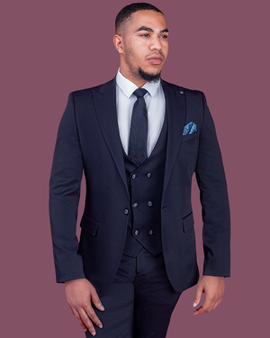 3-Piece Navy Blue  Slim Fit Suit