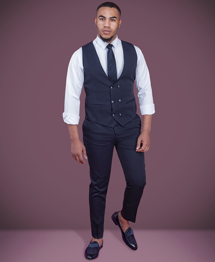 3-Piece Navy Blue  Slim Fit Suit